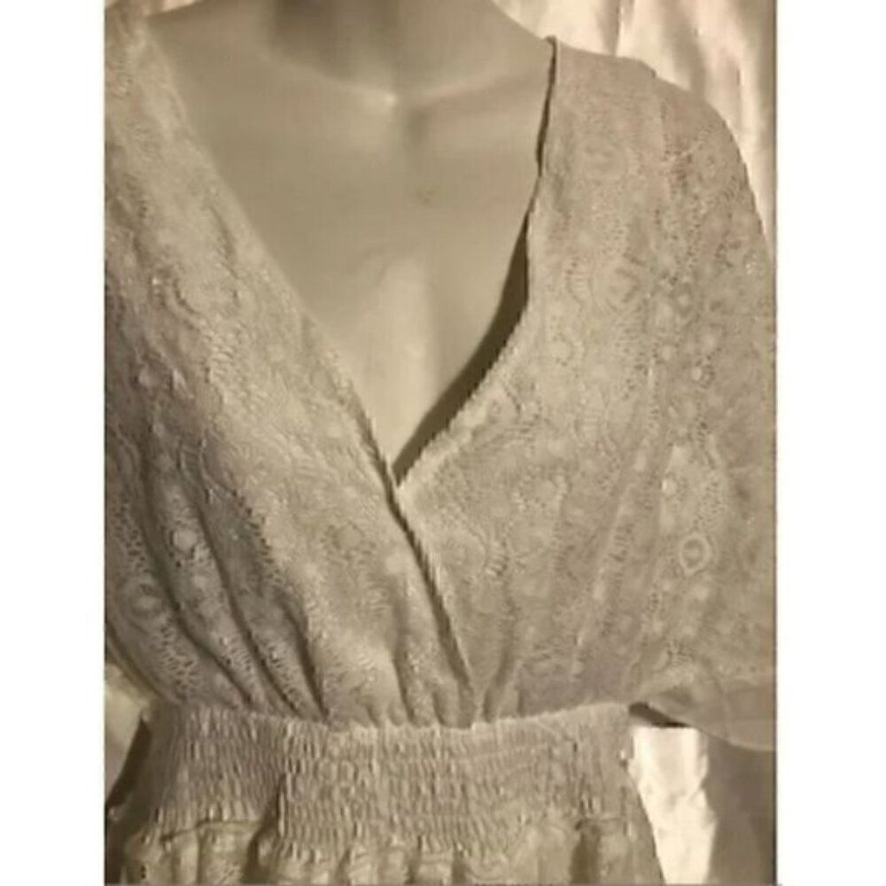 Casual Lace Patchwork Batwing Sleeve V Neck Fashion Summer Loose Dress L - Picture 5 of 8